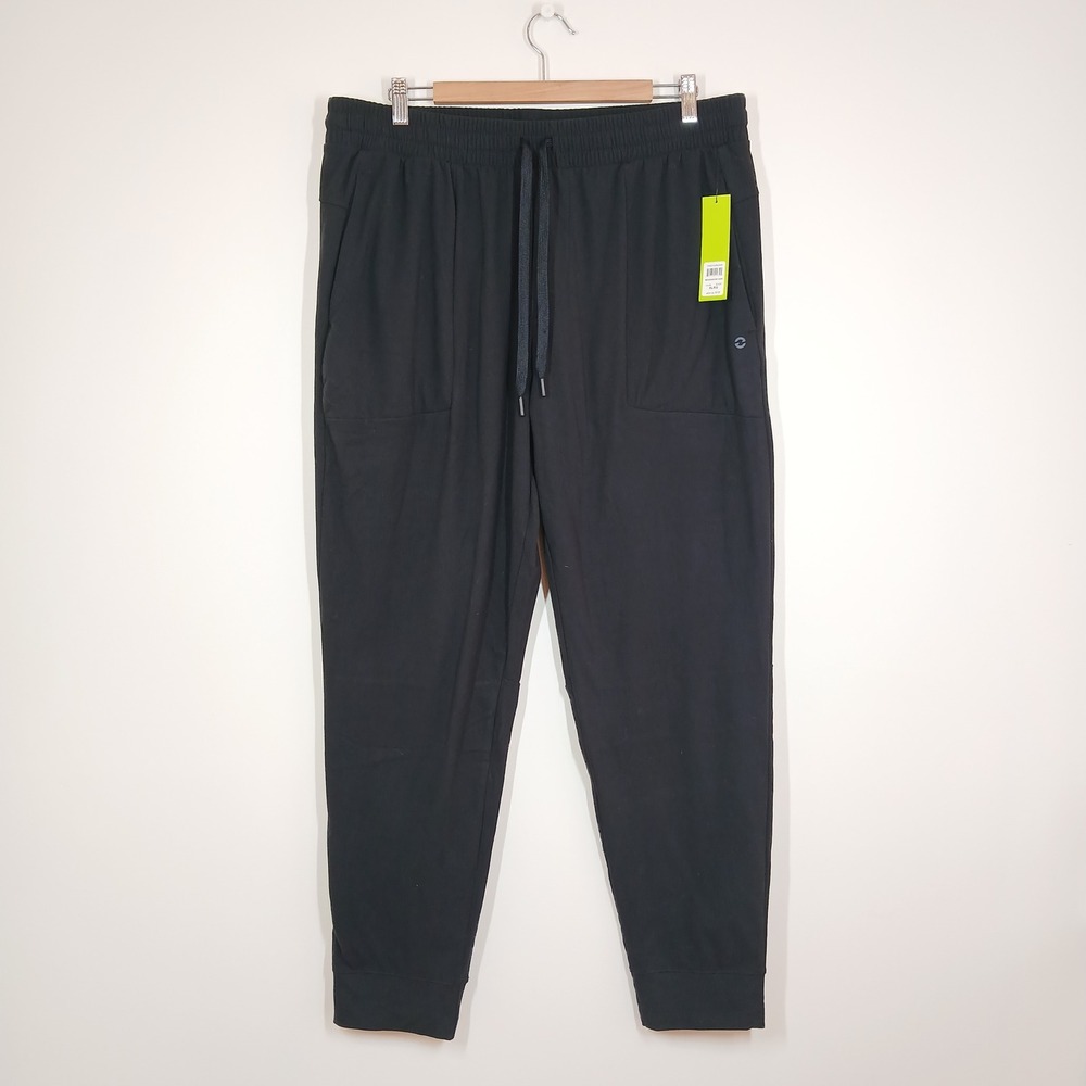 NWT Etonic Jogger Pants Men XL Black Brushed Knit Drawstring Athletic Activewear